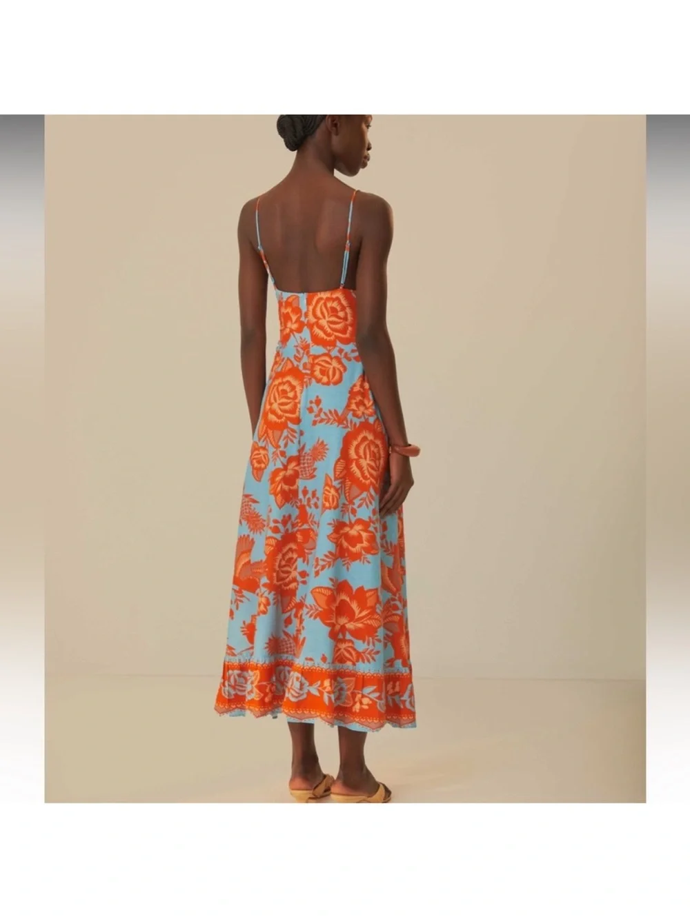 FARM Rio Blue and Orange Floral Maxi Dress XL - Picture 4 of 4